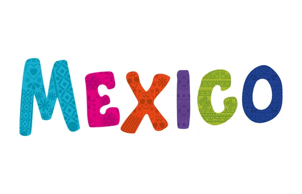 Lettrage mexicain sur fond blanc — Image vectorielle