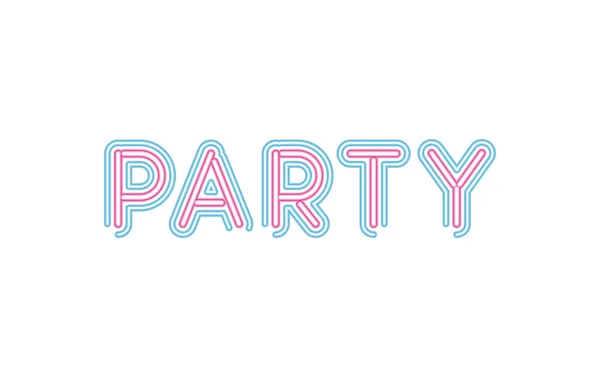 ピンクと青のネオンフォントでパーティーレタリング — ストックベクタ