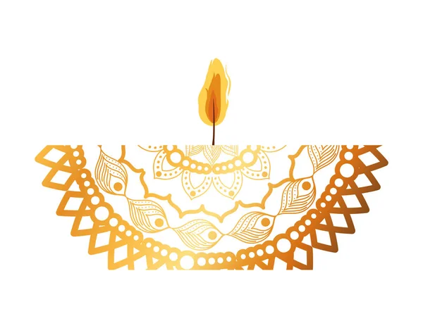 Mandala de cor laranja com uma vela — Vetor de Stock