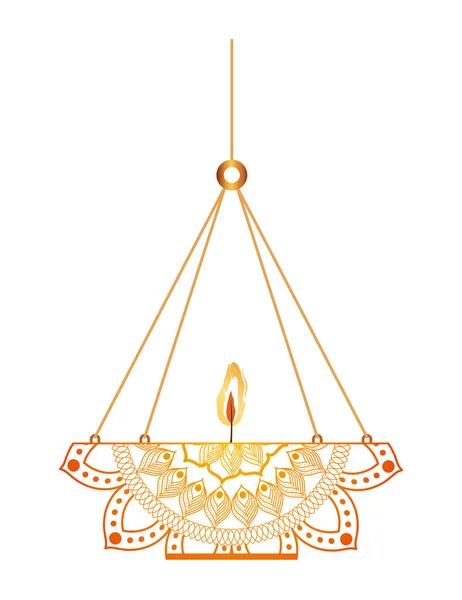 Mandala de cor com uma vela e um lustre em um fundo branco — Vetor de Stock