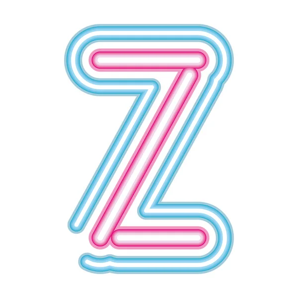 Letter Z neon lettertype roze en blauw op witte achtergrond — Stockvector