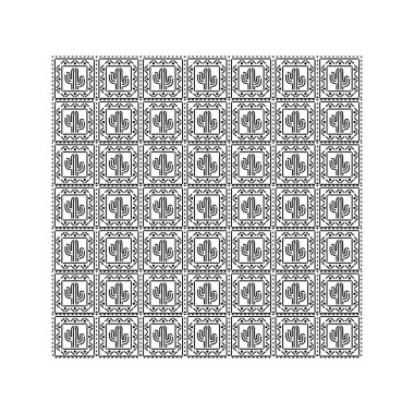 Beyaz arkaplanda Meksika kaktüsleri deseni