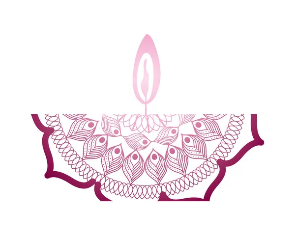 Mandala de cor rosa com uma vela rosa no fundo branco — Vetor de Stock