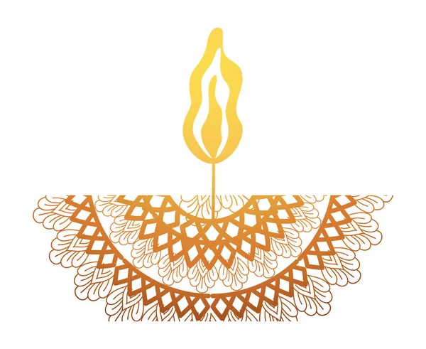 Mandala de couleur ligth orange avec une bougie ligth orange — Image vectorielle