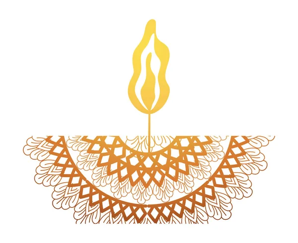 Mandala van kleur ligth oranje met een ligth oranje kaars — Stockvector