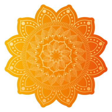 Beyaz arkaplan ile soluk naranj mandala