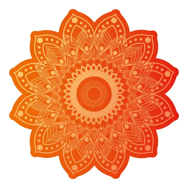 Mandala of color dark orange with a white background — Stock Vector