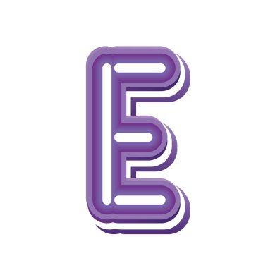 E harfi mor neon yazı tipi.