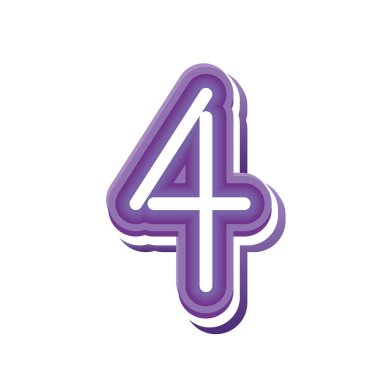 4 numaralı mor neon yazı tipi