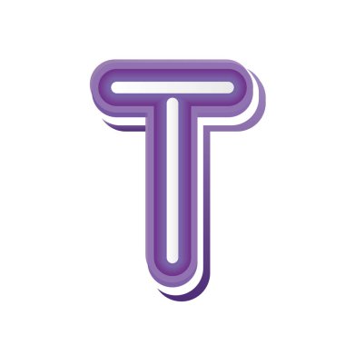Mor neon yazı tipi T harfi