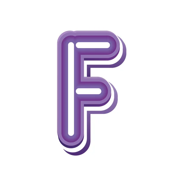 紫色のネオンフォントの文字F — ストックベクタ
