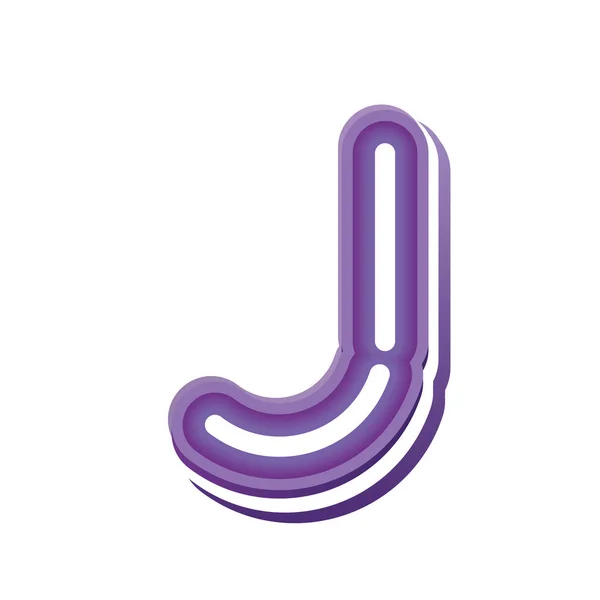 Letter J in purple neon font — Stock Vector