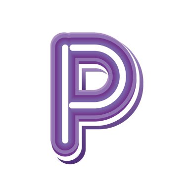 Mor neon yazı tipi P harfi
