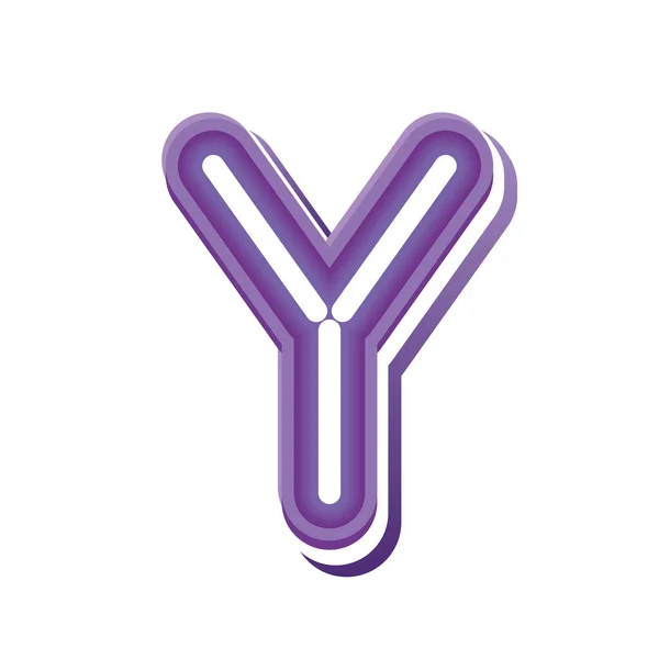 紫色のネオンフォントの文字Y — ストックベクタ