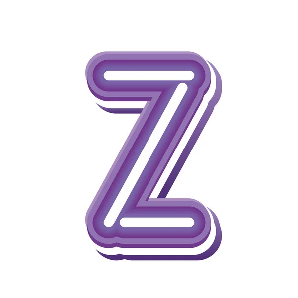 紫ネオンフォントの文字Z — ストックベクタ