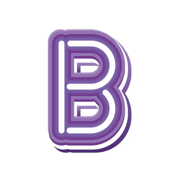 Letter B in purple neon font — Stock Vector