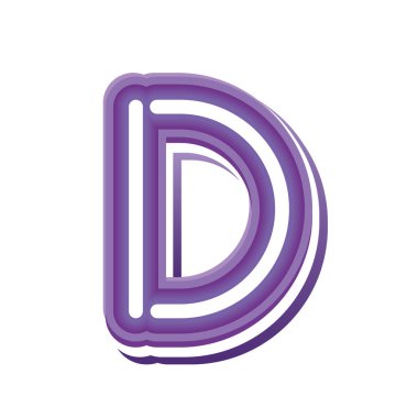 Mor neon yazı tipi D harfi