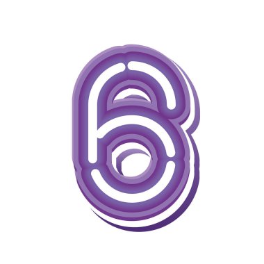 6 numaralı mor neon yazı tipi.