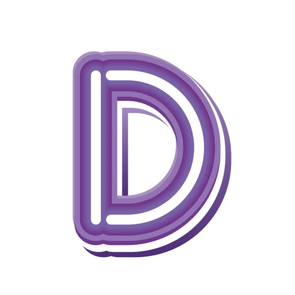 Lettera D in caratteri viola al neon — Vettoriale Stock