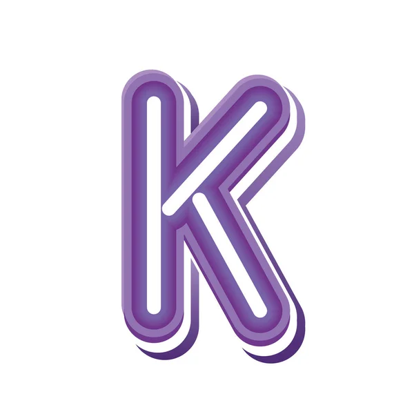 Huruf K dalam font neon ungu - Stok Vektor