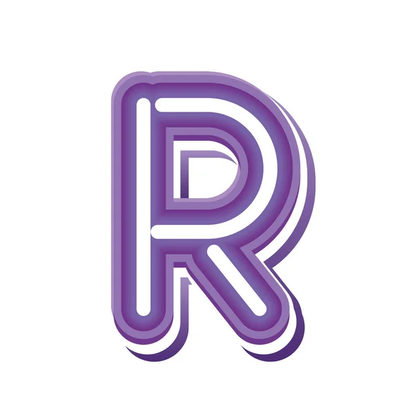 Lettera R in carattere viola al neon — Vettoriale Stock