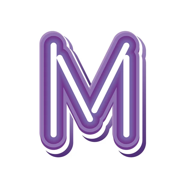 Letter M in paars neon lettertype — Stockvector