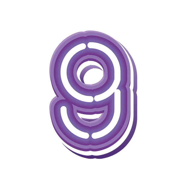 Fonte number 9 in purple neon — Image vectorielle