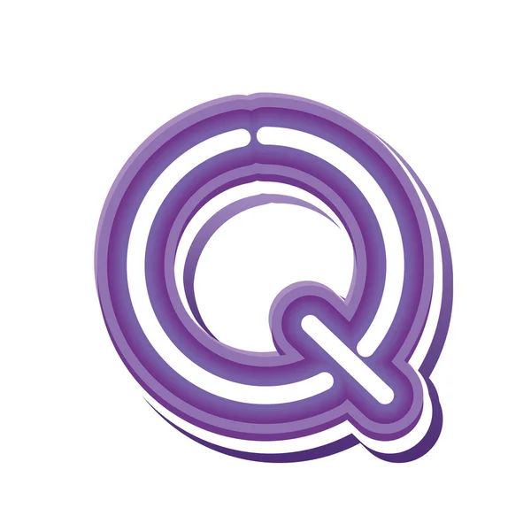 Letter Q in purple neon font — Stock Vector