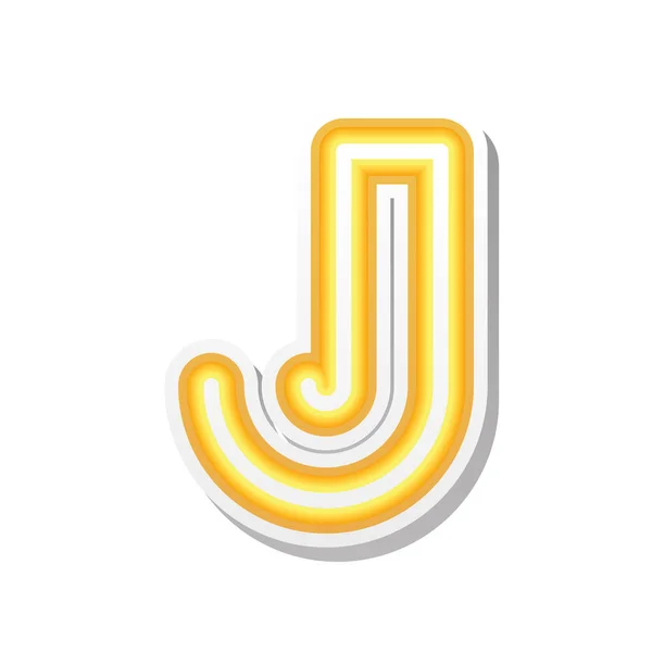 Letter J in oranje neon lettertype — Stockvector