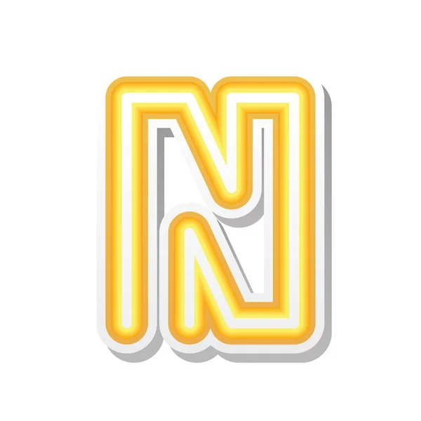 Lettre N en police orange néon — Image vectorielle
