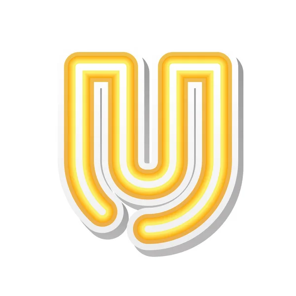 Letter U in orange neon font — Stock Vector