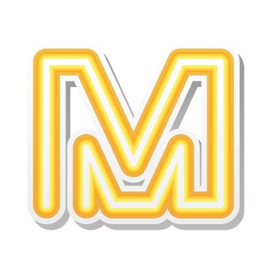 M harfi turuncu neon yazı tipi.