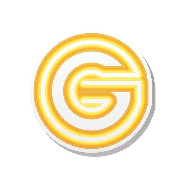 G betű narancssárga neon betűtípussal — Stock Vector