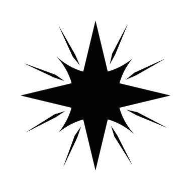 8 noktalı ve satırlı yıldız siluet biçimi ikon vektör tasarımı