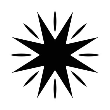 8 noktalı ve satırlı yıldız siluet biçimi ikon vektör tasarımı