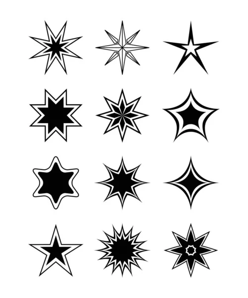 Étoile silhouette style symbole ensemble vectoriel design — Image vectorielle