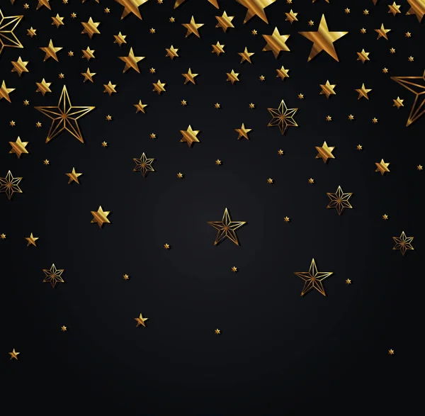 Gold stars on black background vector design — Stock Vector