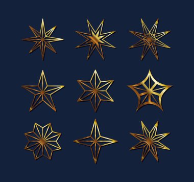 yıldız altın stili simge bohça vektör tasarımı
