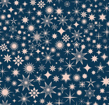 Mavi arkaplan vektör tasarımında yıldızlar şekillenir