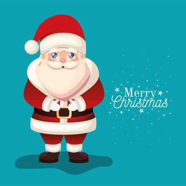 Mavi arka planda mutlu noeller yazan Noel Baba simgesi