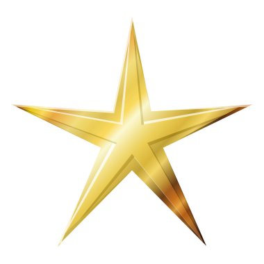 Beş altın renkli yıldız.
