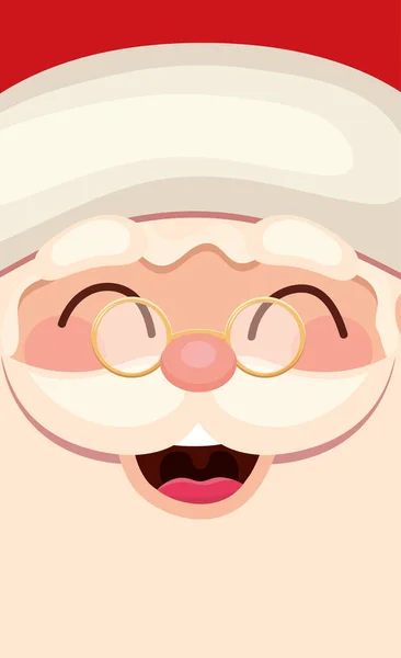 Santa Claus icono de la cara feliz con gafas — Vector de stock