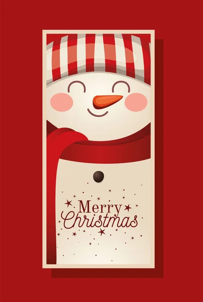 圣诞节雪人，带着围巾和欢乐的圣诞信笺 — 图库矢量图片
