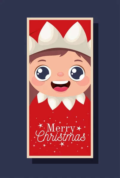 Kerstmis elf en vrolijk kerstfeest belettering — Stockvector