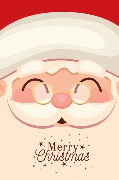 Weihnachtsmann-Gesicht-Ikone mit fröhlichem WeihnachtsLettring — Stockvektor