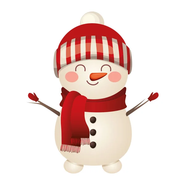Vánoční sněhulák s ikonou klobouku — Stockový vektor