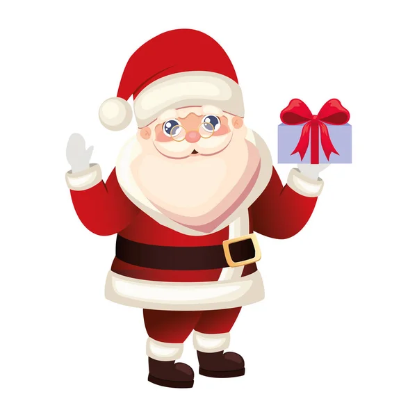 Santa claus icon with a purple gift box — Stock Vector