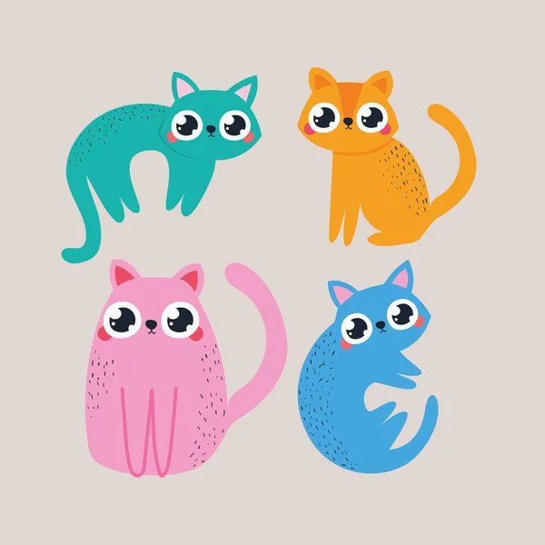 Set of stickers with cats — Stock Vector