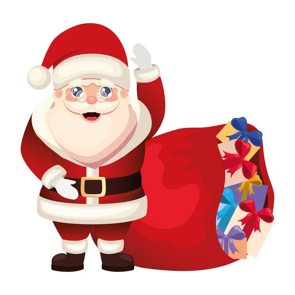 Santa claus icon with a bag on white background — Stock Vector