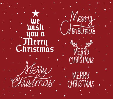 Kırmızı arka planda bir dizi noel harfi